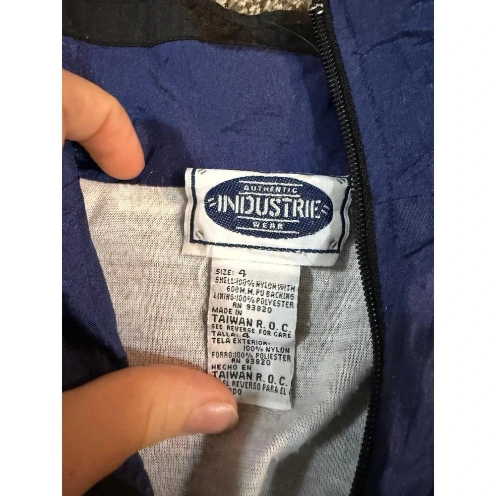 Authentic Industrie Wear Kids Blue Vintage Colorblock Windbreaker Jacket Size 4